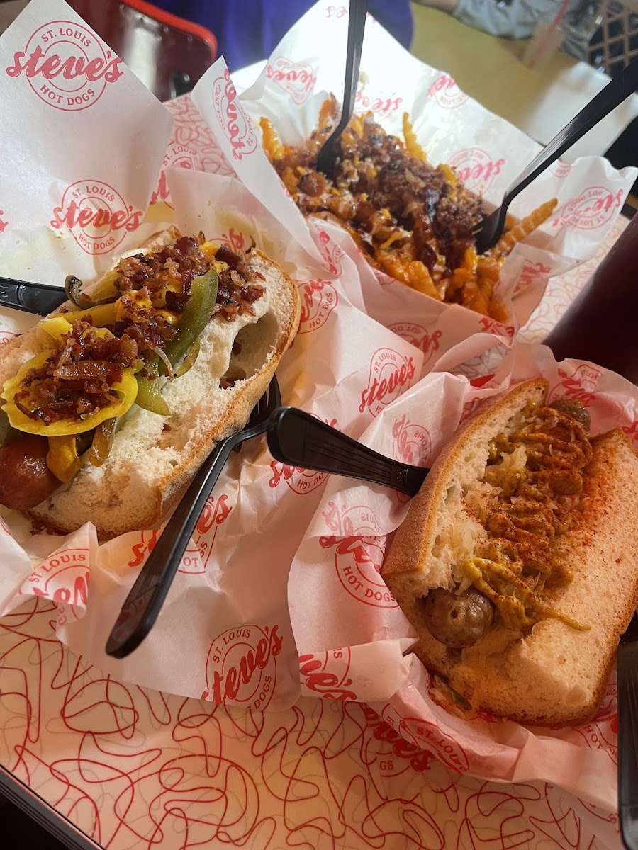 St Louis hot dog on gluten free bun. Darth Tator fries. Everything was great!