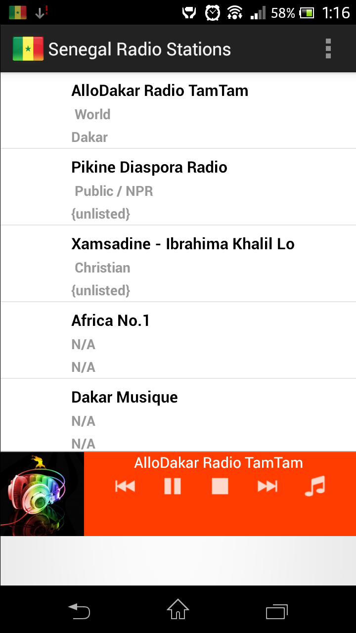 Android application Senegal Radio Stations screenshort