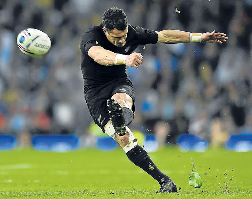 WORLD’S GREATEST: Dan Carter of New Zealand kicks a penalty during their Rugby World Cup final match against Australia at Twickenham, London on Saturday Picture: REUTERS