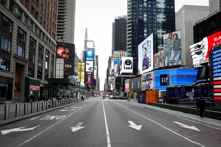 A nearly empty Times Square, during the outbreak of coronavirus in New York City, the US, March 19 2020. Picture: REUTERS/LUCAS JACKSON