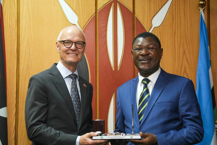 Speaker of the National Assembly Moses Wetang'ula holds talks with Norwegian Ambassador to Kenya Gunnar Andreas Holm on March 23, 2023.