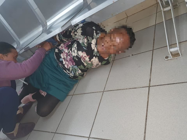 An elderly woman identified as Martha Marais who was tied to a bench allegedly by nurses a Mamelodi Hospiltal in Pretoria.