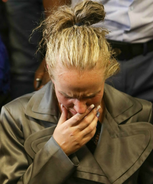 Tharina Human cries at the Vanderbijlpark magistrate's court on Thursday, September 19 2019.
