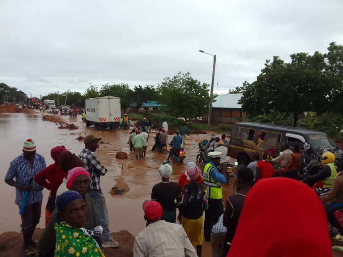 A section of the road flooded in Tana River.