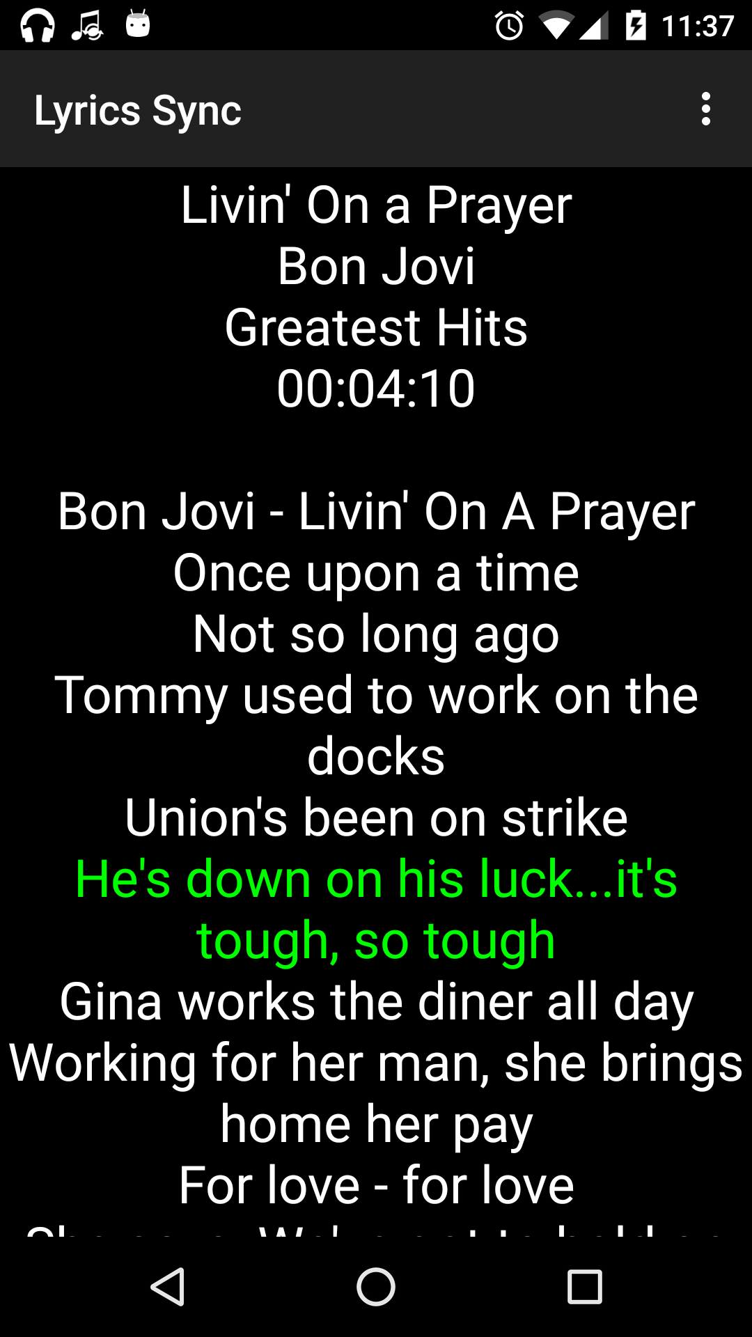 Android application Lyrics Sync screenshort