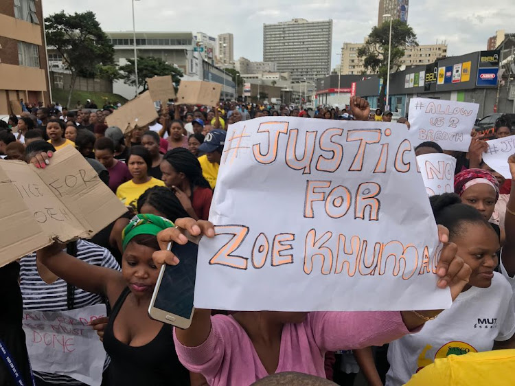 Mangosuthu University of Technikon students marched from a student residence to the Durban Magistrate's Court on Thursday.