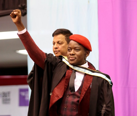 #FeesMustFall activist Bonginkosi Khanyile graduates from the Durban University of Technology.