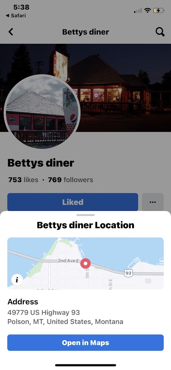 Actual location of the diner.