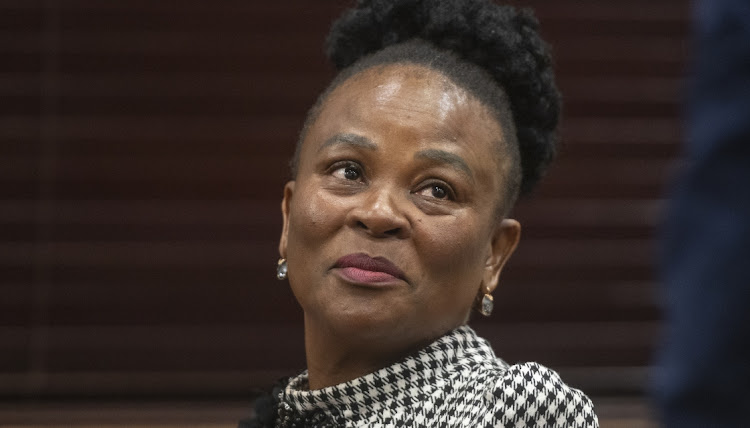 Former public protector advocate Busisiwe Mkhwebane during the Section 194 Inquiry at Parliament on May 17, 2023 in Cape Town, South Africa.