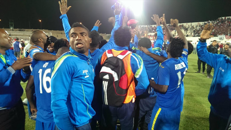 Enyimba FC players (Nigeria) celebrate after reaching the group stages of the African Champions League in April 2016. File photo