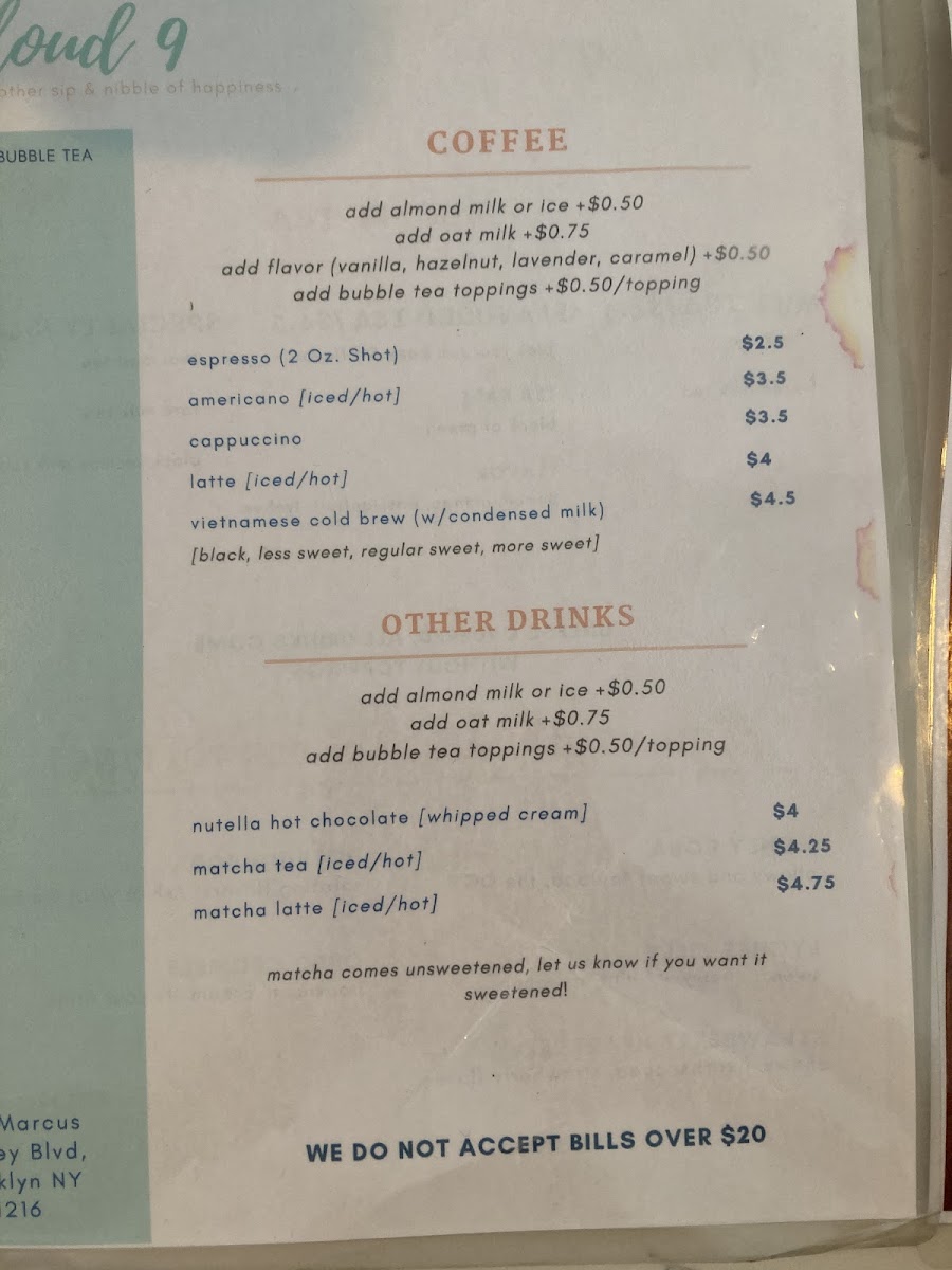 Cloud 9 Crepes gluten-free menu