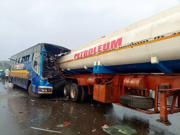 The bus that was moving from Western to Nairobi rammed into a fuel tanker in Kikuyu on April 6, 2024