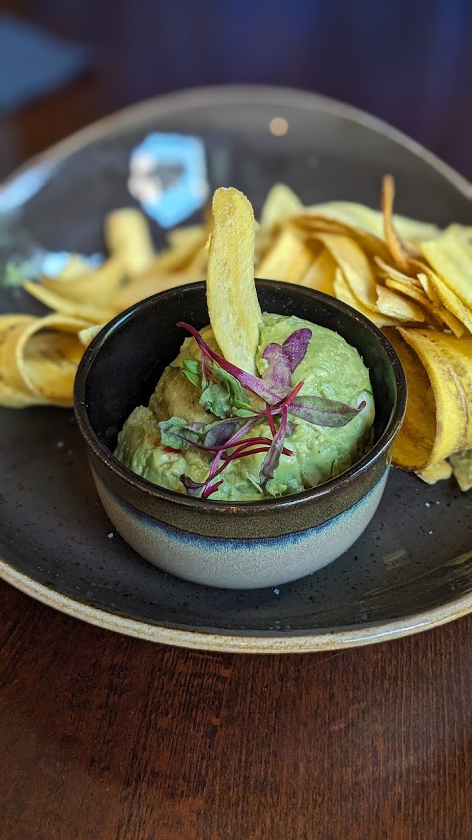 Guacamole with plantain chips