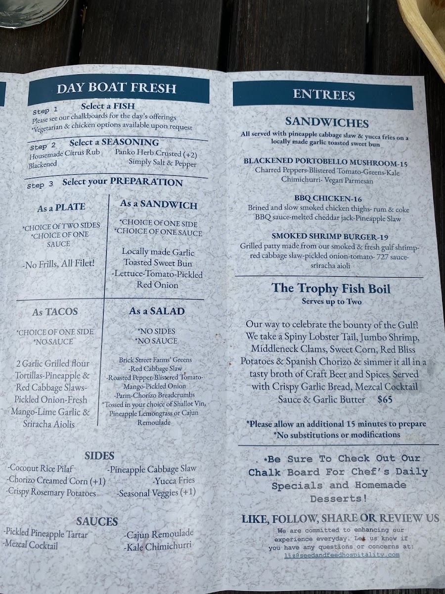 Trophy Fish gluten-free menu