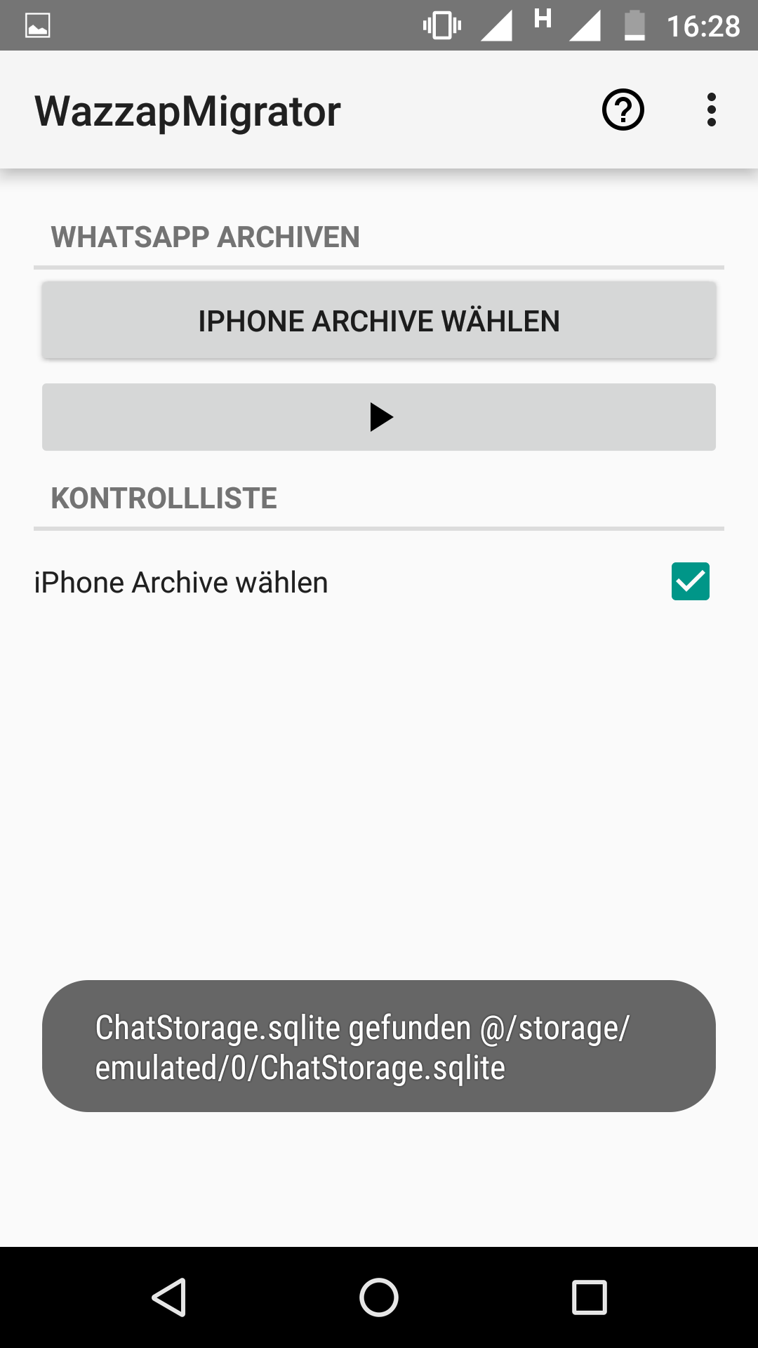 Android application WazzapMigrator screenshort