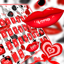 Glossy Red Lips Keyboard Theme 10001001 downloader