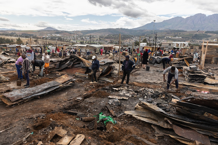 At least 1,500 residents were left homeless after a fire gutted an informal settlement in Kayamandi, Stellenbosch. Picture: ASHRAF HENDRICKS