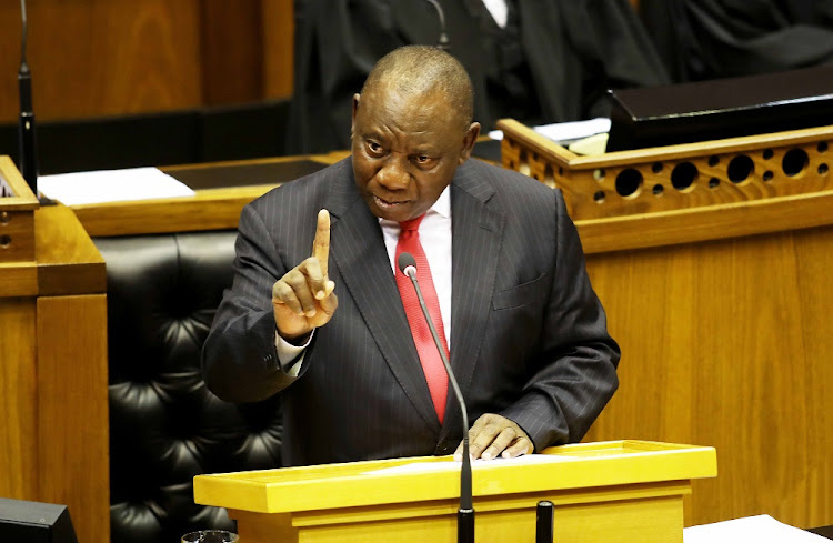 President Cyril Ramaphosa with the reply to the State of the Nation Debate in the National Assembly in Cape Town on February 14, 2019.