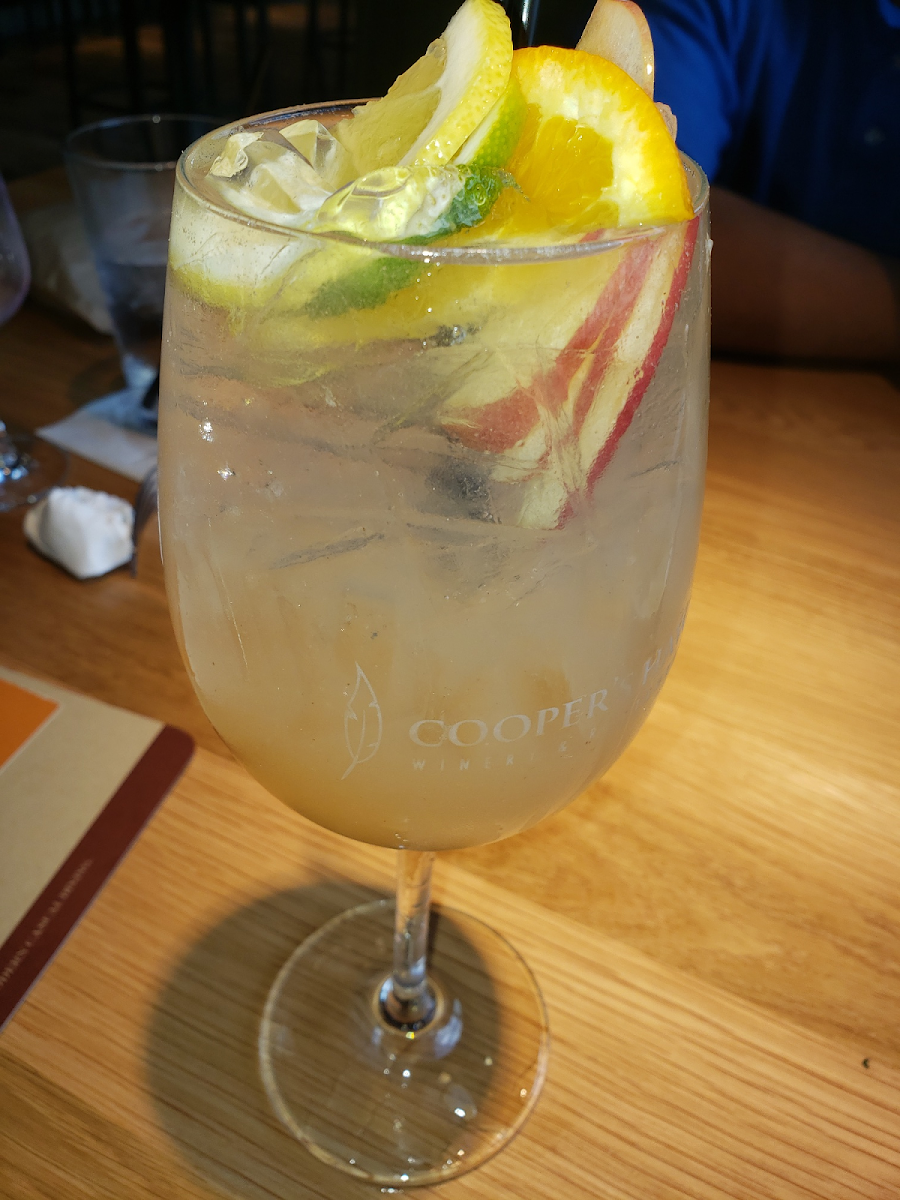 Delicious happy hour white sangria