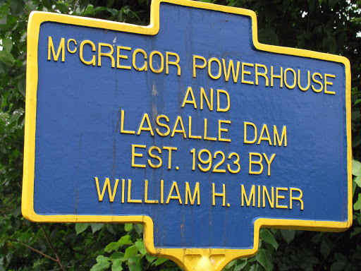 "McGregor Powerhouse and LaSalle Dam Est 1923 by William H. Miller" Located on Great Chazy River just upstream from Altona, NY Photo and description by Alan R. Reno