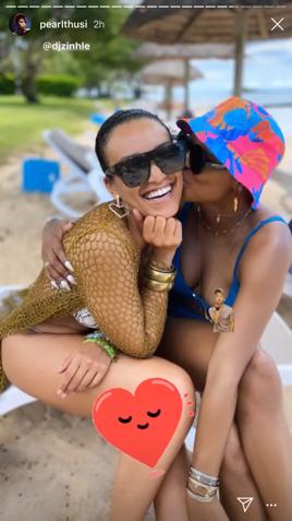 Pearl and DJ Zinhle living their best lives.