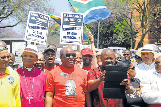 UNITED FRONT: Leaders from different parties joined the march against corruption in Pretoria Picture: KABELO MOKOENA