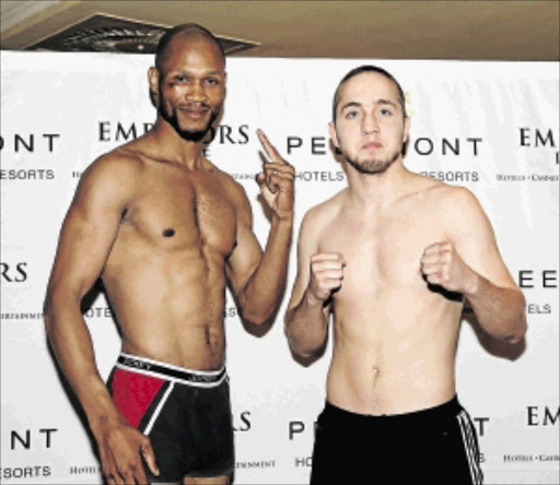 AT CROSSROADS: Ali Funeka and Russian Roman Balaev will do battle for the vacant IBO welterweight title at Emperors Palace in Johannesburg tomorrow night. PHOTO: Nicholas Lourens