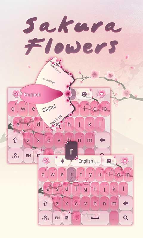 Android application Sakura Flowers Keyboard Theme screenshort