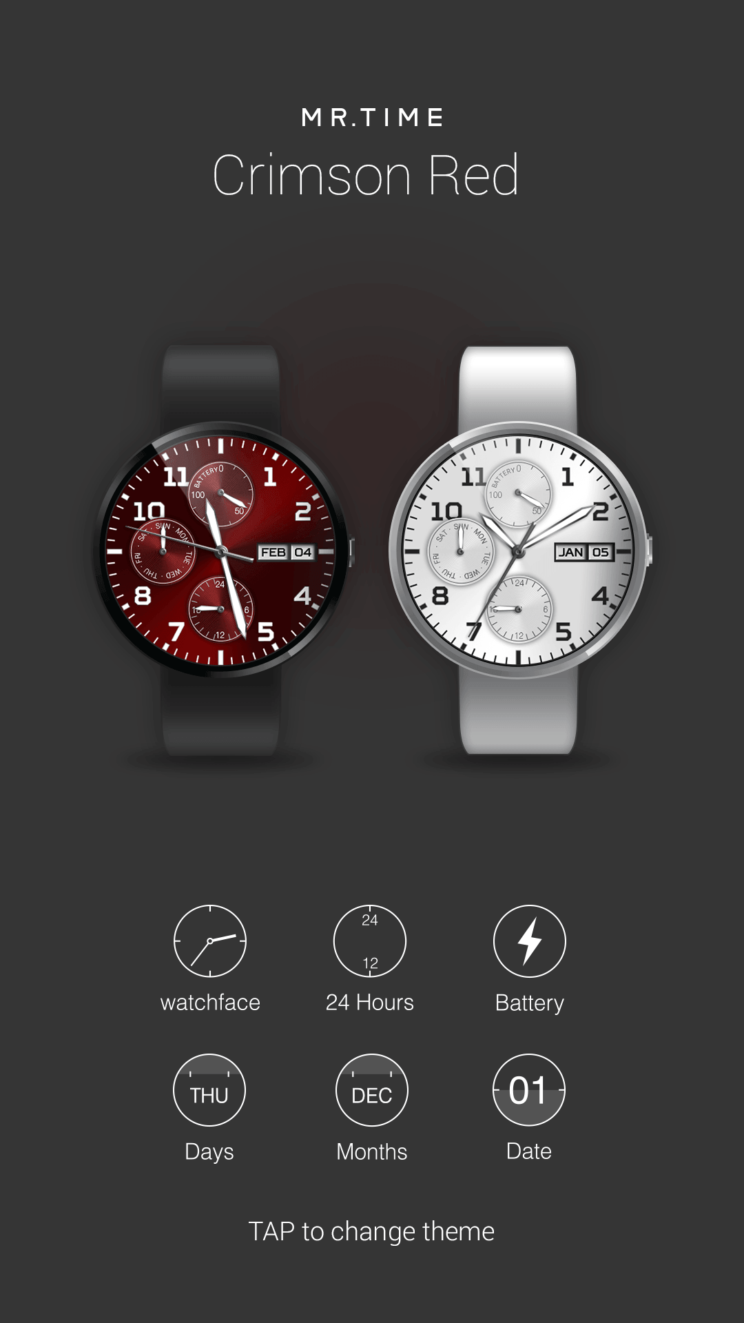 Android application Mr.Time : Crimson Red screenshort