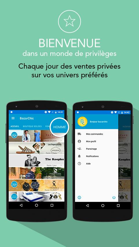 Android application BazarChic, Vente Privée Mode screenshort