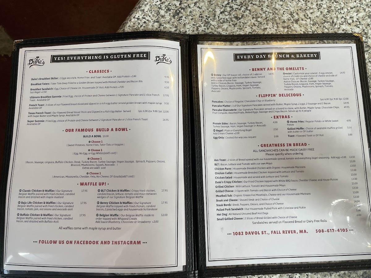 Duke's Bakery gluten-free menu