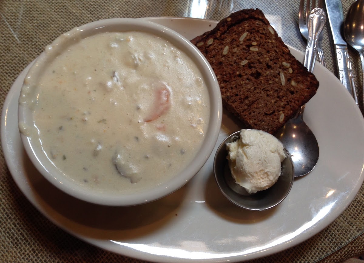 GF Clam Chowder served every day. It looks like they now serve only one slice of GF bread with the soup. It used to be two.