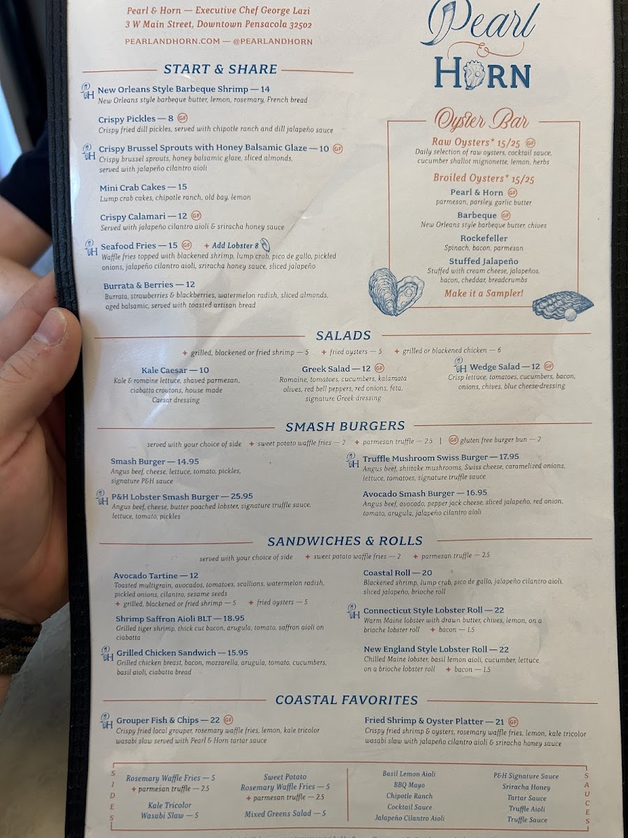 Pearl & Horn gluten-free menu