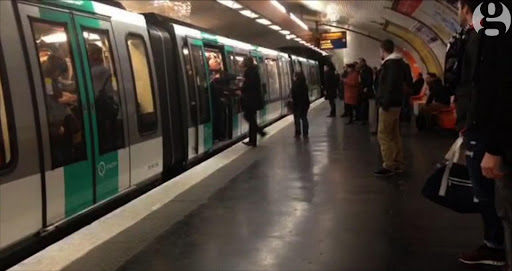 A video grab taken from footage obtained from Guardian News & Media Ltd in the United Kingdom on February 18, 2015 shows Chelsea football fans packed onto a Paris Metro train pushing a passenger to prevent him from boarding the carriage at a station in Paris on February 17, 2015. Chelsea Football Club said on February 18 it was prepared to ban self-proclaimed racist fans who were filmed preventing a black man from boarding a Paris subway train, saying their behaviour was "abhorrent".