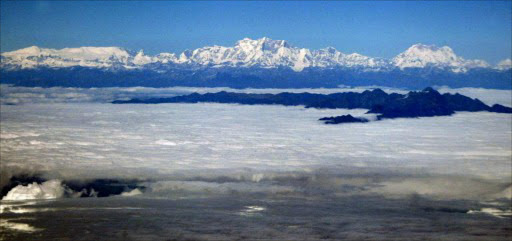 This photograph taken from a passenger airflight shows the Everest mountain range. File photo.