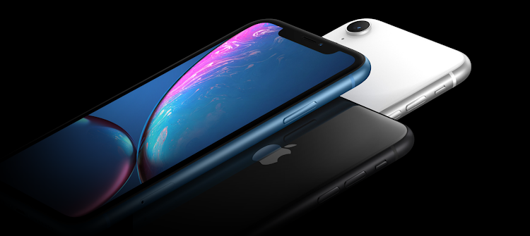 iPhone Xr in white, black and blue.