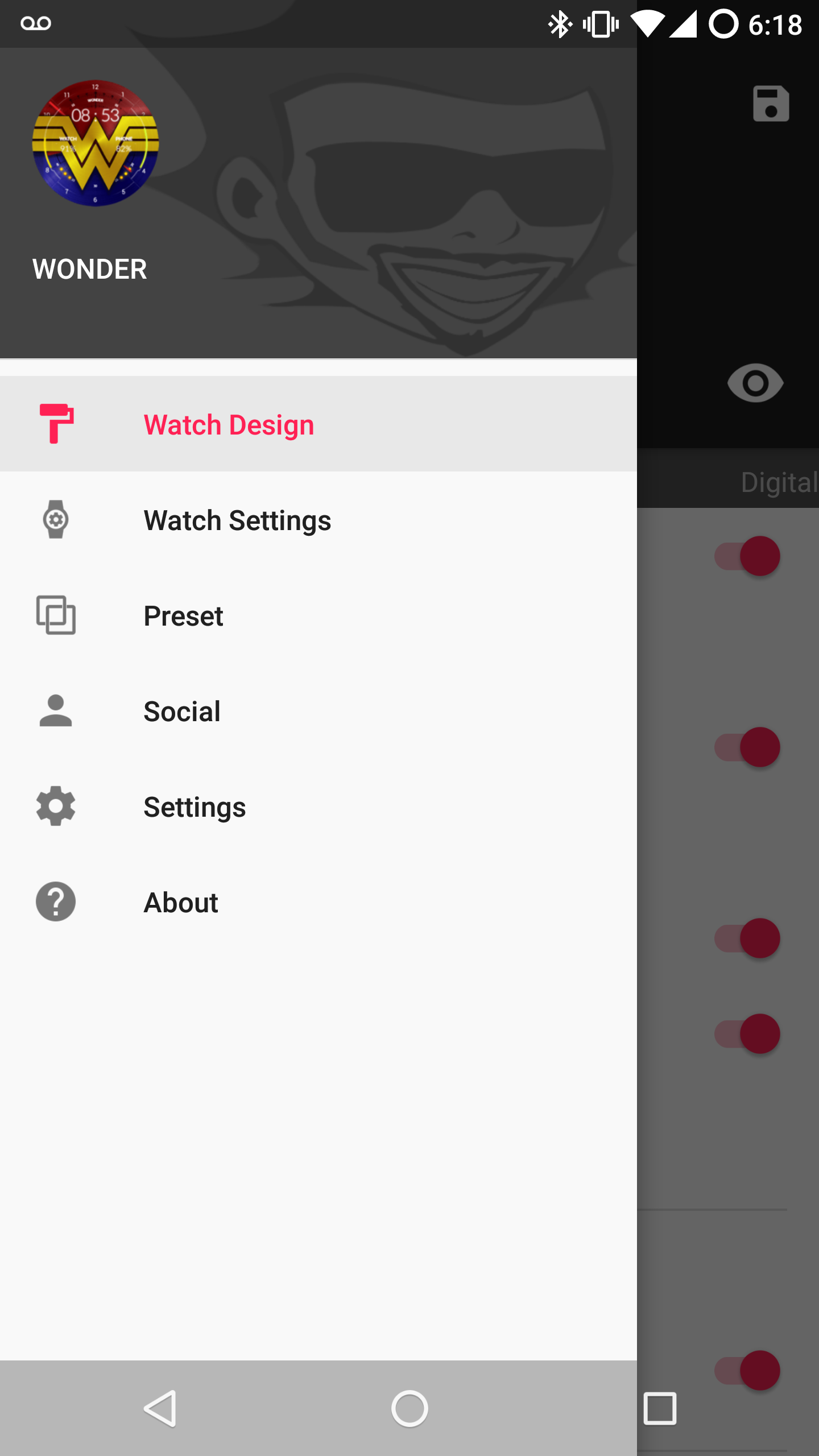 Android application WONDER - Watch Face screenshort