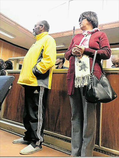 CHARGED: Alleged drug kingpin Livingstone Napoleon, 60, and his wife Ingrid Napoleon, 59, in the East London Magistrate's Court yesterday. Picture: ZWANGA MUKHUTHU