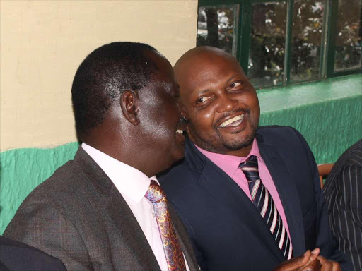 Cord leader Raila Odinga when he had lunch with Gatundu South MP Moses Kuria at the Ranalo restaurant, Nairobi, June 21. /COLLINS KWEYU