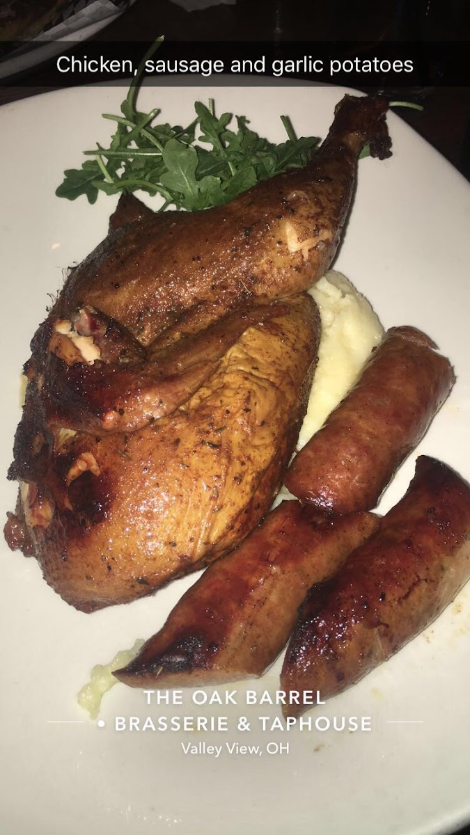 Okay so this is the roasted chicken and sausage. It is literally half of a chicken. So good but way too much food. Delicious food all around