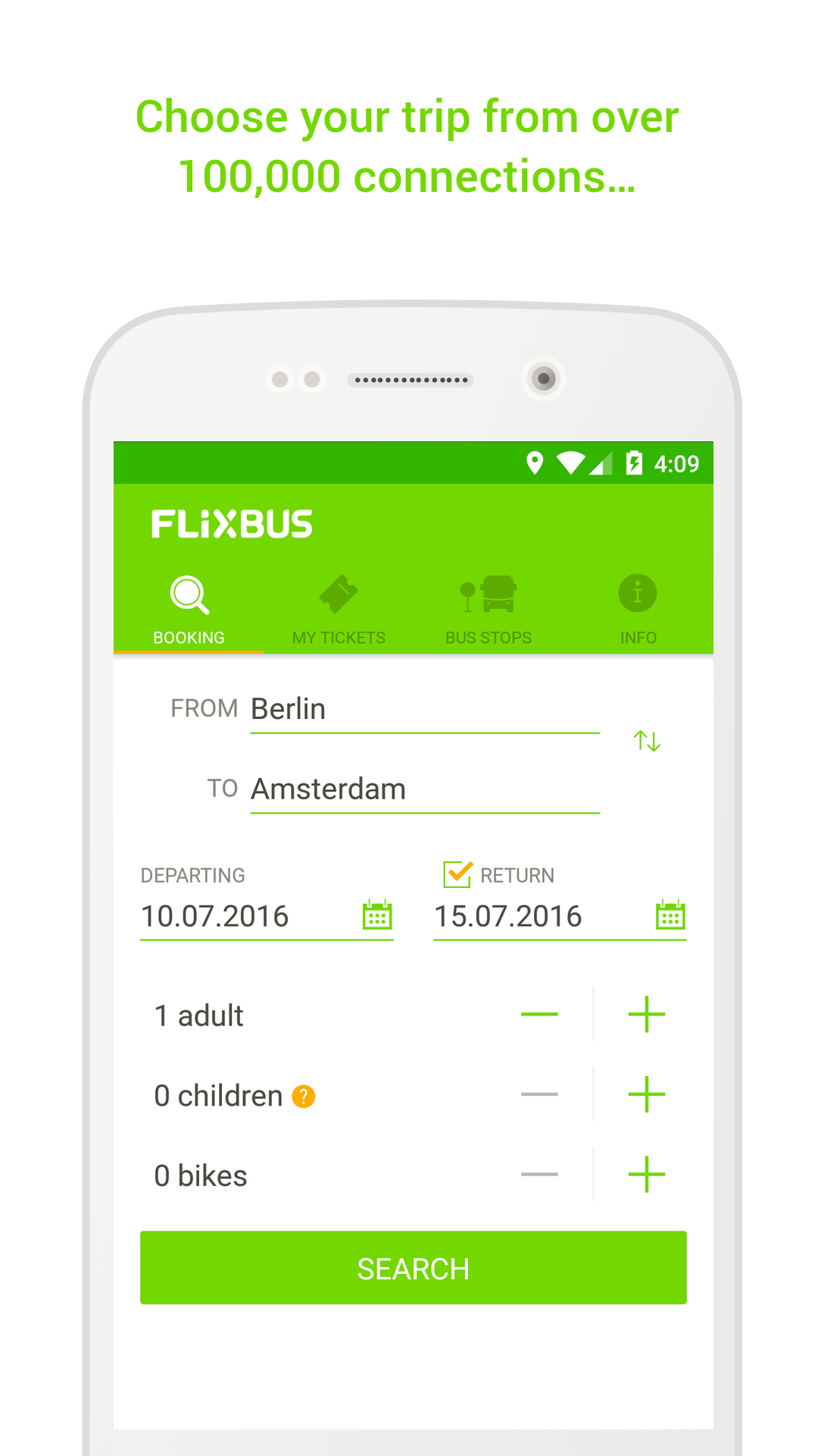 Android application FlixBus: Book Cheap Bus Tickets screenshort