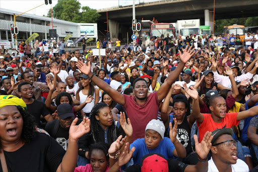 Wits students during a protest over the increase of tuition fees on October 19, 2015 in Johannesburg. File photo.