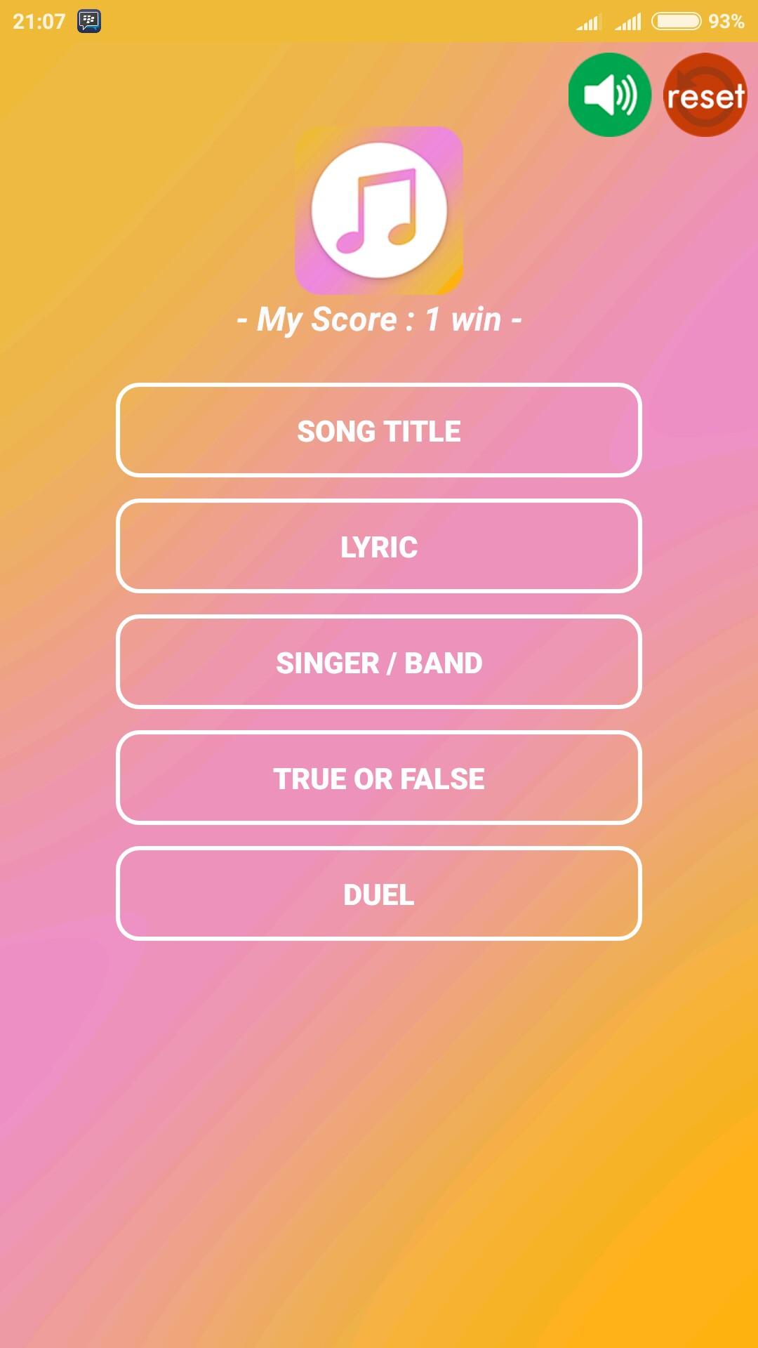 Android application Guess The Song screenshort