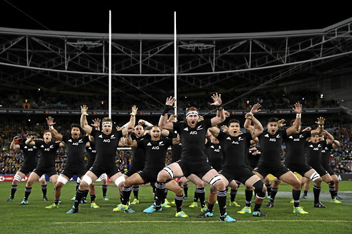 The All Blacks rugby team perform the famous haka.