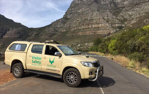 A Table Mountain National Park vehicle guards access to the place where a body was found on Tuesday. Image by: Ruvan Boshoff