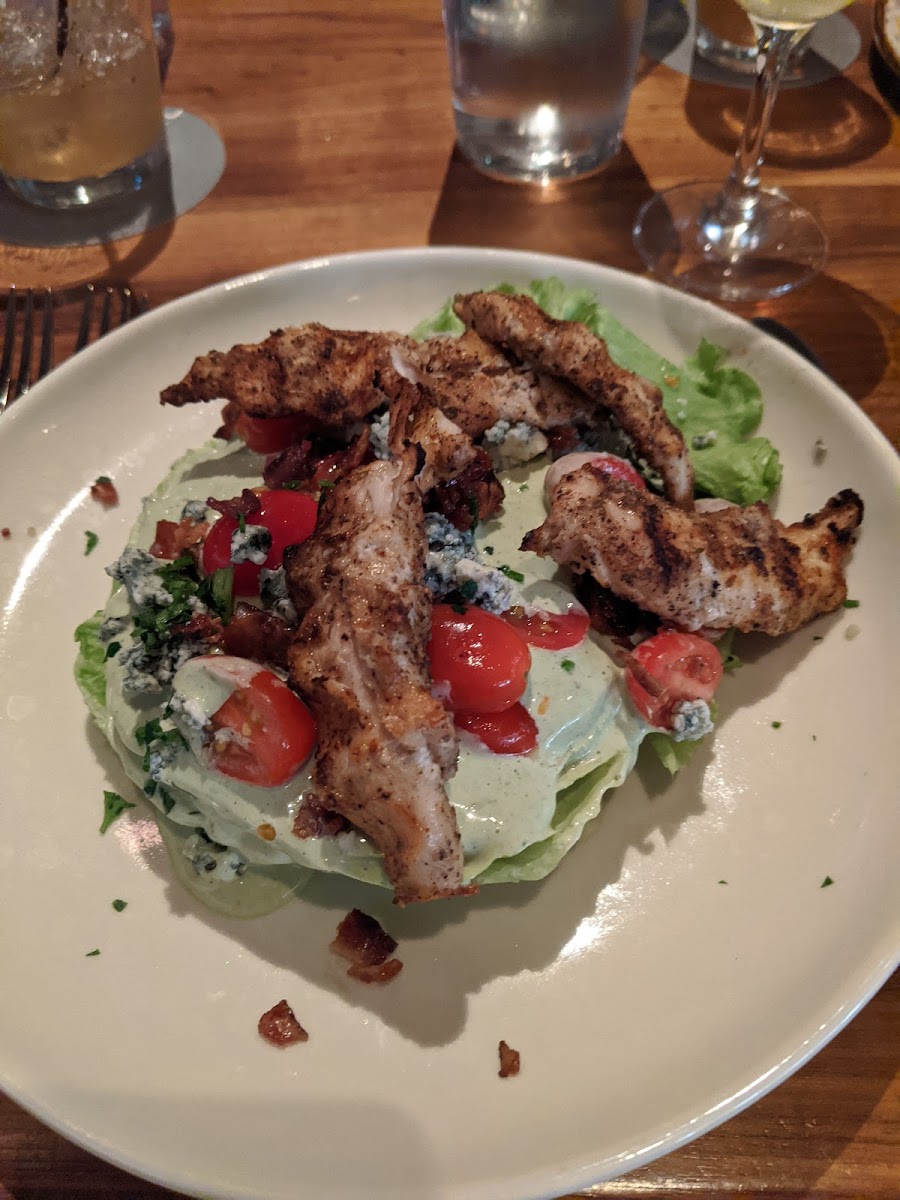 11.30.19 absolutely amazing salad w grilled chicken, bacon, bleu cheese, and green goddess dressing