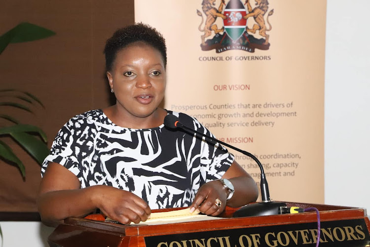 Health CS Susan Wafula speaks during a retreat with CoG health committee on November 30, 2022