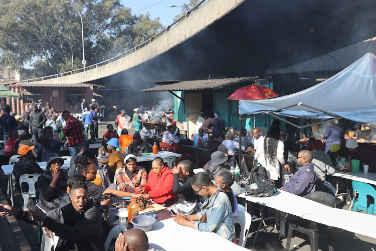 The hip of Jozi love the vibe at Kwa Mai Mai, where the shisanyama stands never stop the meat grilling until late afternoon.