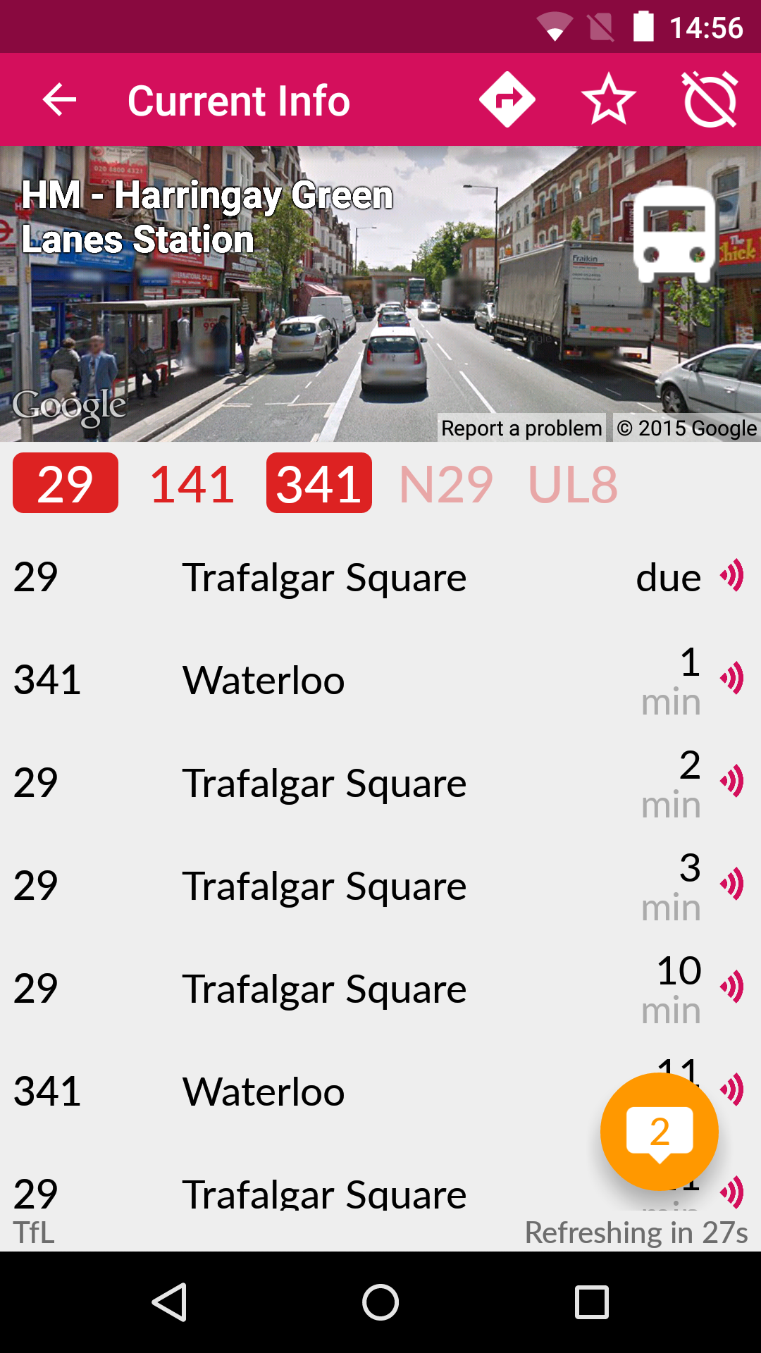 Android application London Bus Checker Live Times screenshort