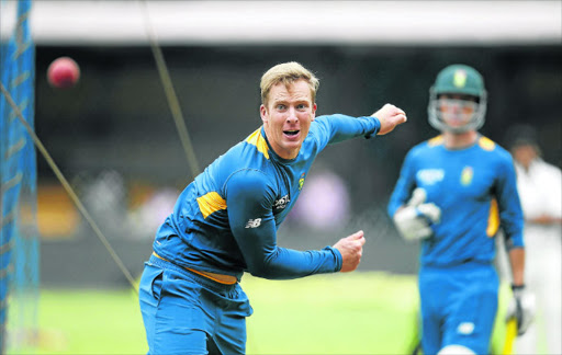 Warriors and Proteas spinner, Simon Harmer, pictured during a practise session with the Proteas at Bengaluru, India last year is captaining teh Border team playing in the Africa Cup T20 competition at Buffalo Park Stadium.